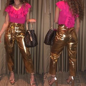 Gold PU pants